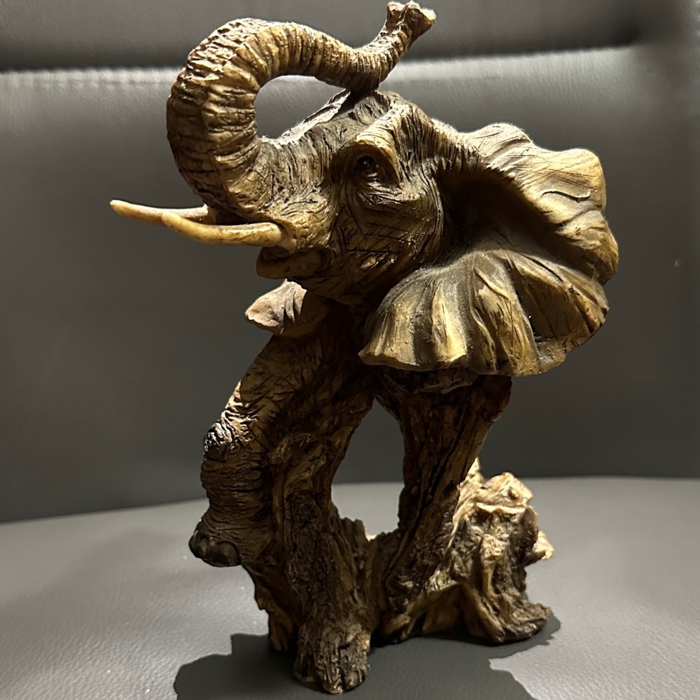Majestic Tan Elephant Sculpture